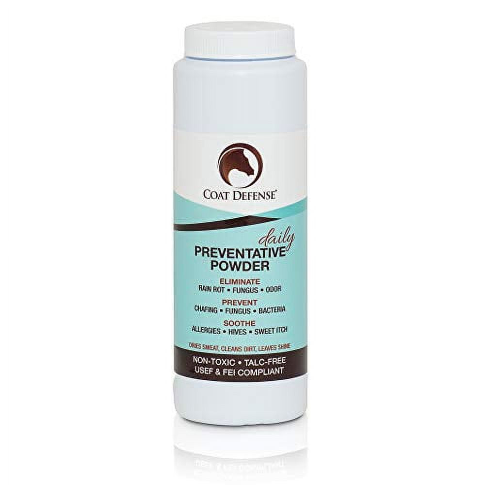 Coat-Defense-Daily-Preventative-Powder-Horses-Safe-Effective-Equine-Sweet-Itch-Skin-Funk-Scratches-Rain-Rot-Treatment-Dry-Shampoo-Horses-8-oz-Formula_f6dc1137-a05a-4024-bba1-9b6565785062.833325f3c7063a5574307dfae4823f64.jpeg Coat Defense Daily Preventative Powder for Horses - Safe & Effective Equine Sweet Itch, Skin Funk, Scratches, & Rain Rot Treatment - Dry Shampoo for Horses, 8 oz Formula with All Natural Ingredients - Image 1